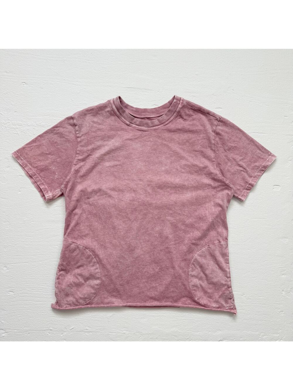 Pink Acid Wash Tee with Pockets, Size M/L
